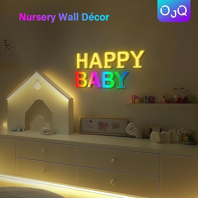 OJQ Light Up Letters Led Lights- Marquee Letters for Boy Girl Gift Room Decor Wall Lights - Music Sync Color Change Colorful, Birthday Gifts for Girl, Teen Girls Christmas Gifts Home Wall Decor