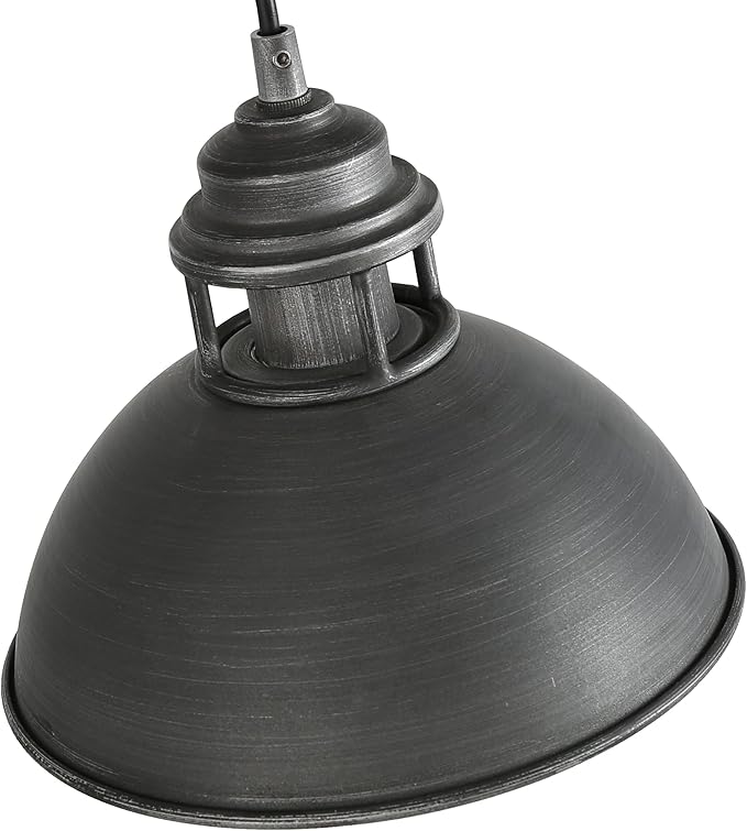LOG BARN Pendant Lights Kitchen Island, Industrial Kitchen Pendant Lighting Over Island, Farmhouse Dome Hanging Pendant Light Fixtues, Brushed Antique Silver Finish