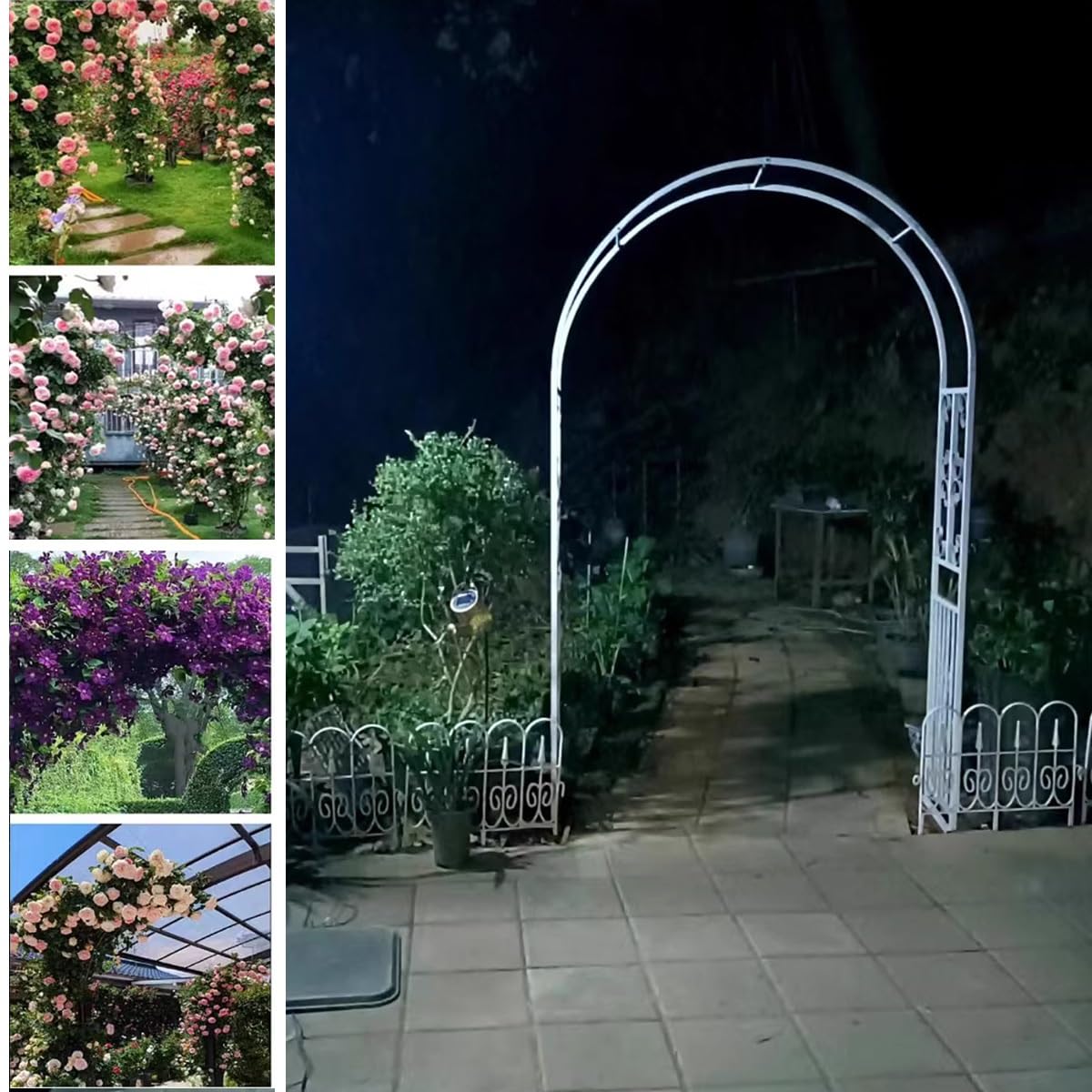 Hltzyzbl Garden Trellis Arbor Metal Arch Heavy Duty Roses Outdoor Arbour for Various Climbing Plant Easy-to-Assemble Stable W8.5ft X H7.5ft, W9.8ft X H7.5ft, W11ft X H7.5ft(Brown,W4.6ft)
