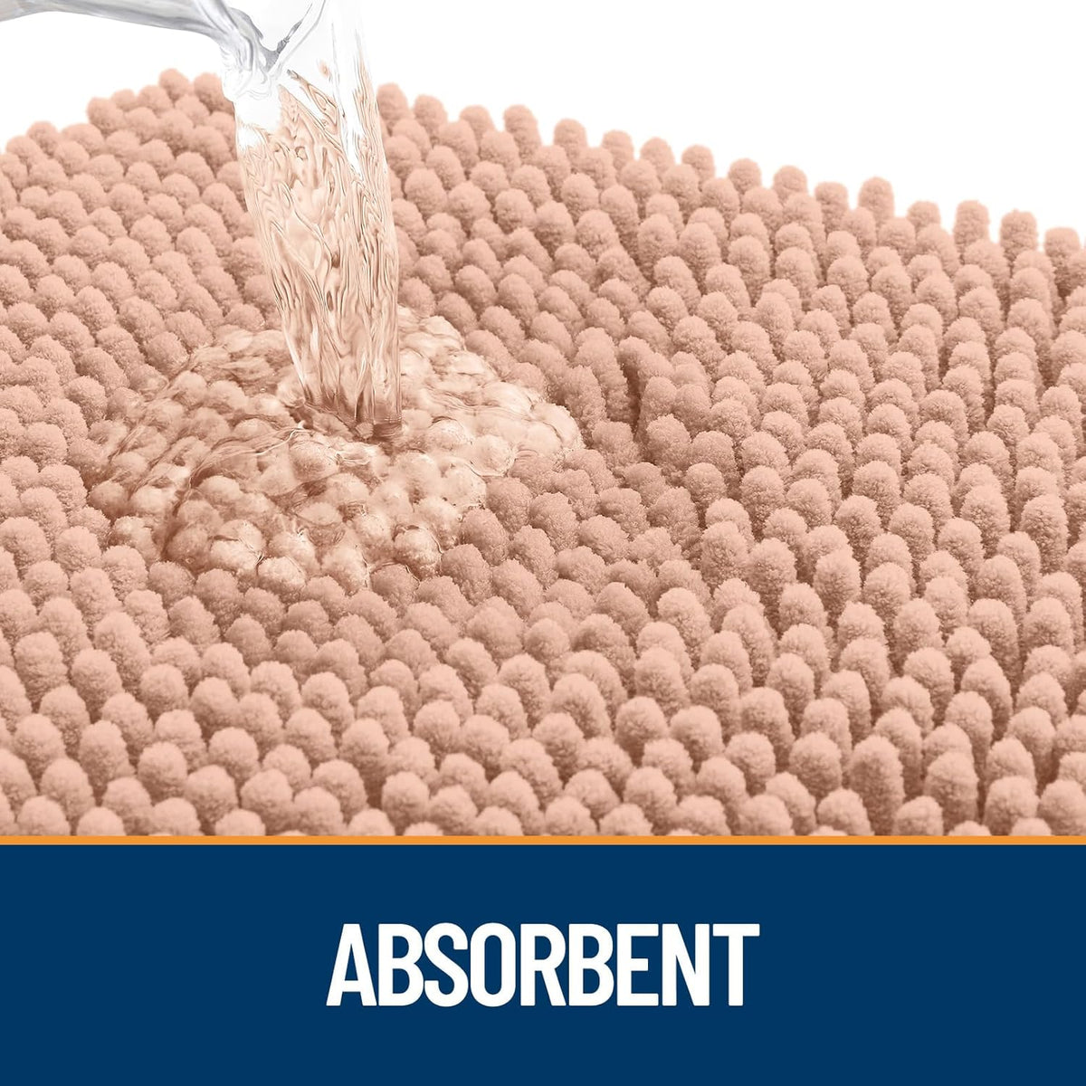 OLANLY Dog Door Mat - Absorbent Non-Slip Chenille Mat for Muddy Paws | 30x17 Peach Indoor Carpet