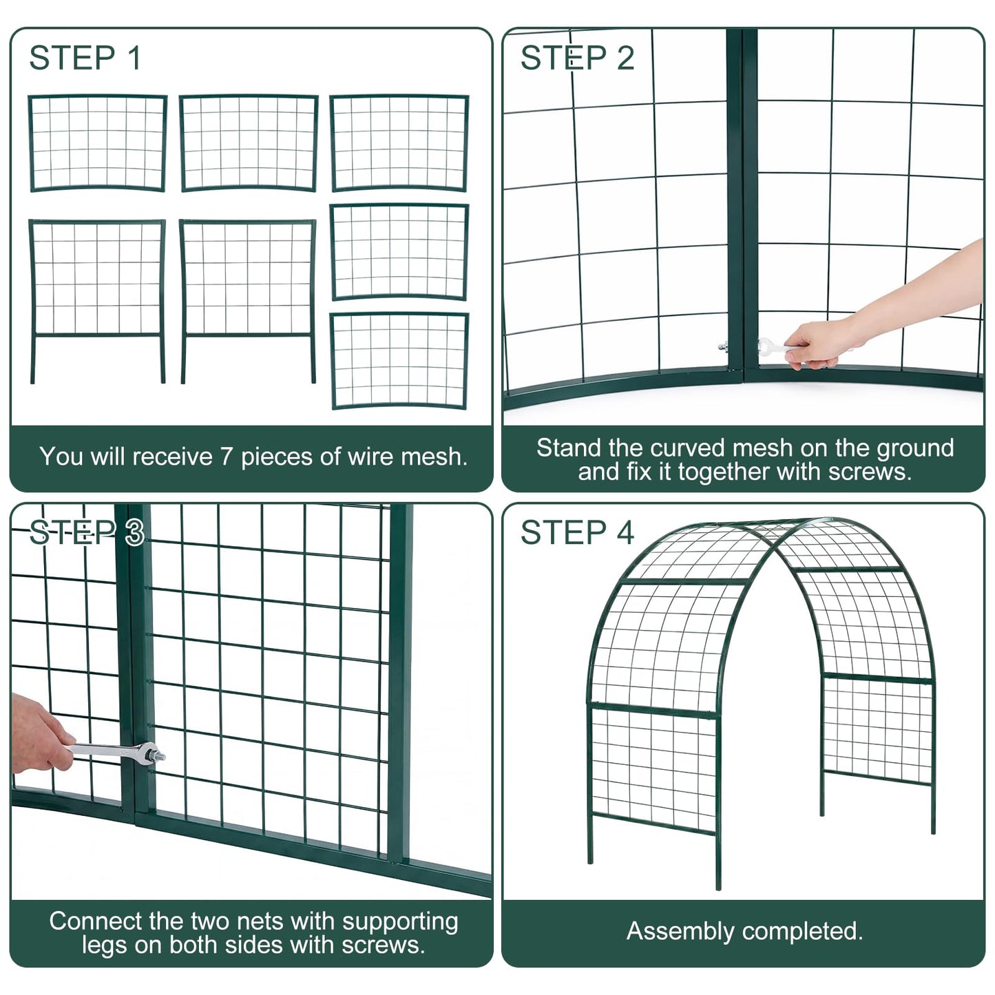 Newtay Arch Trellis for Planter Box Garden Wide Arbor Trellis Metal Arbor for Climbing Plants, Vegetables and Flowers Decorative Outdoor(Green,6 x 2 x 6 ft)