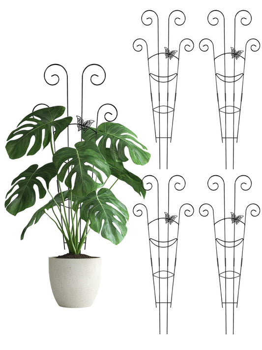 Metal Butterfly Trellis for Climbing Plants Indoor, 4 Pack 30 Inch Taller Garden Trellis for Potted Plants, Monstera Plant Support Stakes for Ivy Pothos Hoya Flower Outdoor (Black)