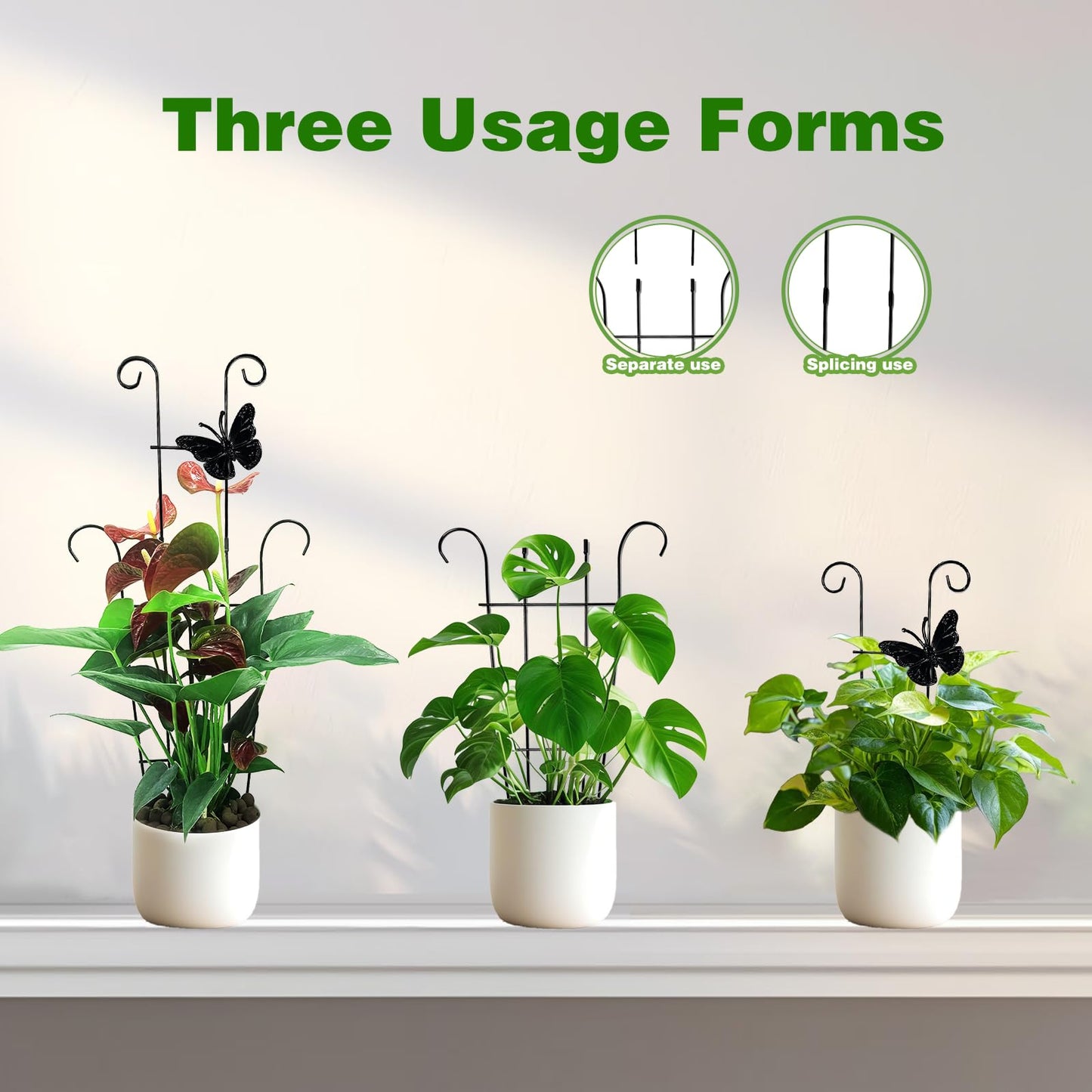 CHOUYUHE 23 Inch Plant Trellis for Potted Plants, Sturdy Metal Houseplant Trellis for Climbing Plants Indoor Outdoor, Rust-Resistant Plant Support for Monstera Pothos Ivy, 2 Pack (2, 23inch)