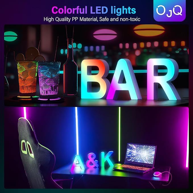 Light Up Letters LED Letter - Marquee Letters Room Decor Alphabet Letter Music Sync Color Change Colorful - Home Improvement Lamp for Bedroom Gifts for Him - Teen Girls Gifts Party Home Wall Decor