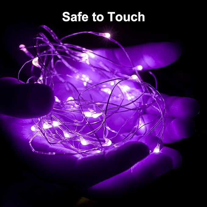 ZGWJ Fairy Lights Battery Operated, 12 Pack Twinkle String Lights 20 LED 7FT 3 Lighting Modes Waterproof for Bedroom, Halloween, Christmas, Party Indoor and Outdoor Decoration Purple
