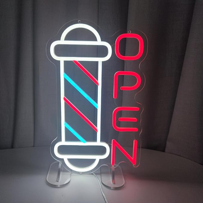Barber Shop Neon Signs for Wall Decor Open Neon Lights for Bedroom Led Signs Suitable for Barber Shops Hair Salon Art Unique for Hairdresser,40 * 23.7cm