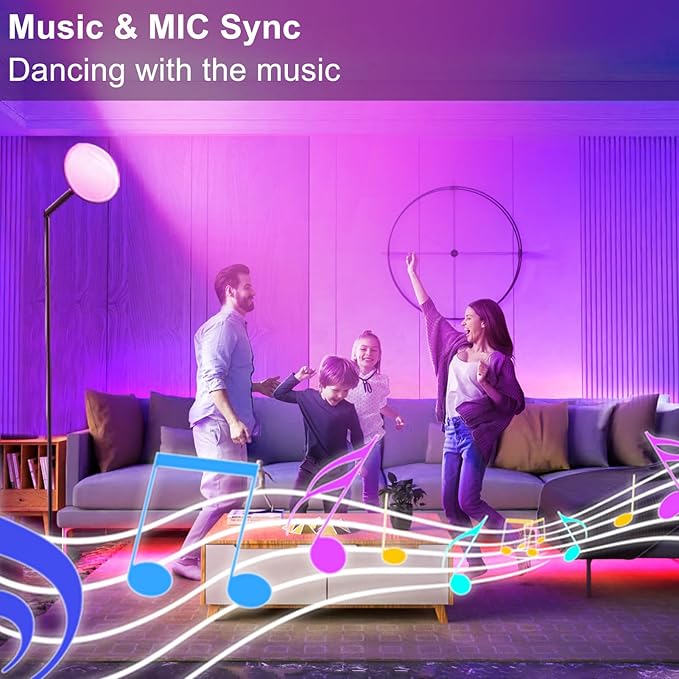 ZAIYW Smart RGB Floor Lamp with APP Timer Music Sync, 16 Million Colors Changing Modern Floor Lamps Dimmable LED Standing Lamps for Living Room Bedroom Office