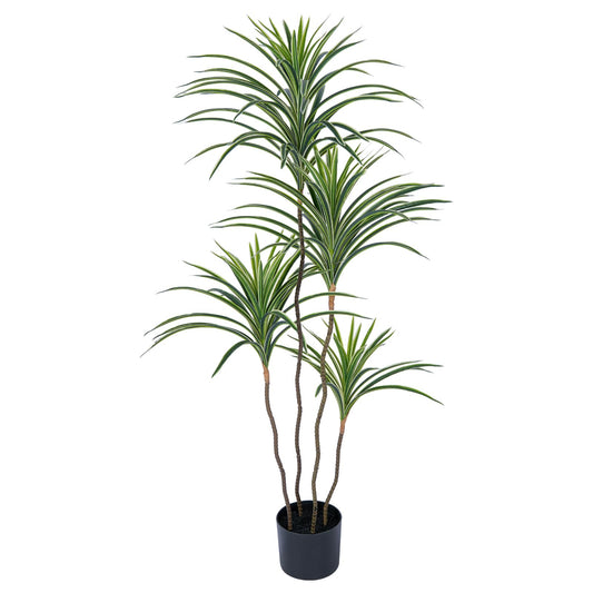 YEPDIN Artificial Dracaena Plants Indoor, 4 ft Faux Tropical Floor Plants Indoor, Tall Fake Yucca Silk Tree in Pot, Artificial Trees for Home Office Decor Indoor Outdoor Housewarming Gift