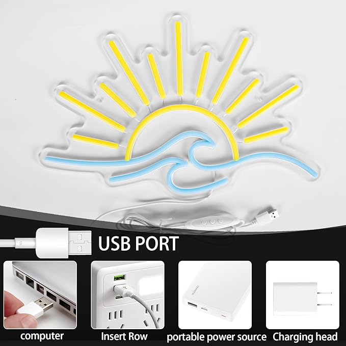 Sunrise Sunset Neon Sign Sun Wave LED Neon Lights for Bedroom Wall Decor, Dimmable USB Powered Neon Signs for Beach Bar, Living Room, Man Cave, Party Decorations