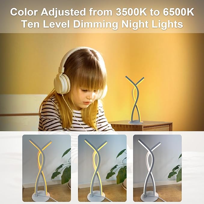Daymeet Table Lamp for Bedroom, Bedside Lamps for Nightstand Dimmable, 3 Color Temperatures Night Stand Light with Remote and APP Control Desk Lamp for Kids Room Living Room Office