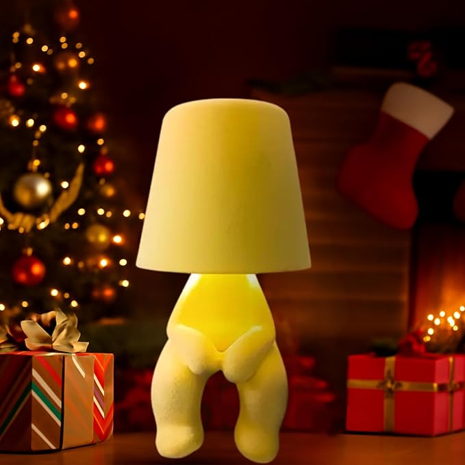 Modern Table Lamp for Youth: Rechargeable Cute Light for Kids Child Teen - Gift for Birthday Christmas Halloween Easter (Yellow Big)