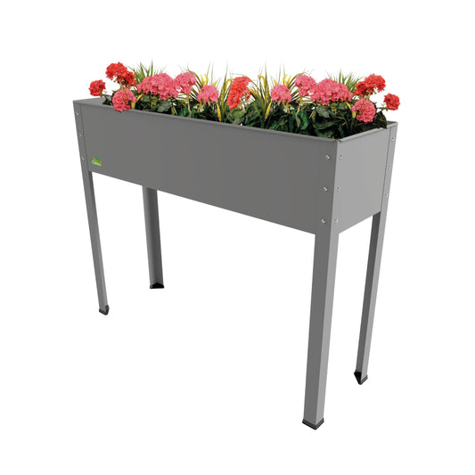 Bio Green Metal Raised Garden Bed Freising-XL with Drainage I Large Galvanized & Powder-Coated Outdoor Planter Box with Legs for Herb Garden, Flowers, Vegetables, Patio I 40x12x31.5 inch, Anthracite