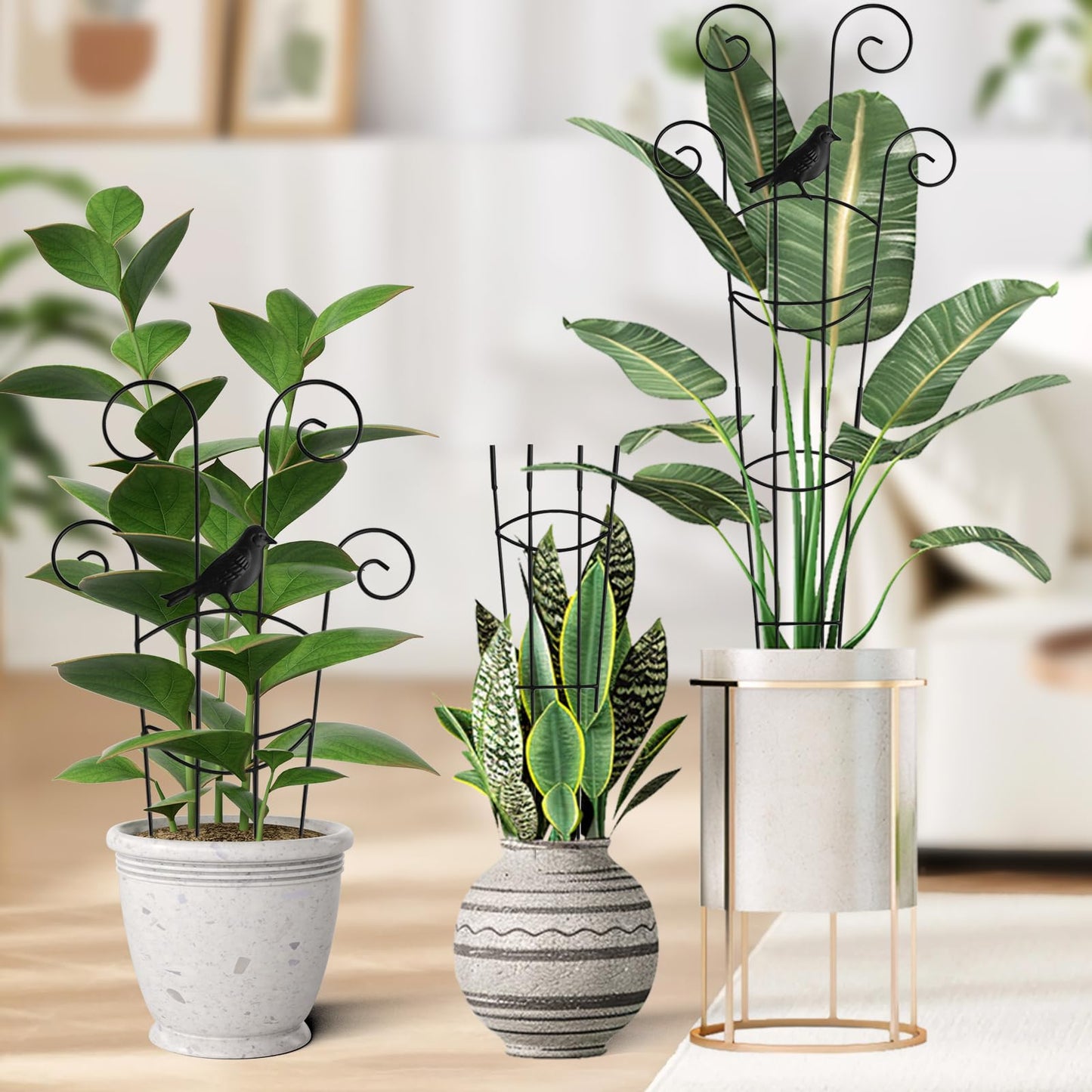30 Inch 2Pack Garden Trellis for Climbing Plants, Rustproof Sturdy Metal Plant Trellis, Decorative Trellis for Potted Plants, Climbing Vines, Flowers, Vegetables, Indoor Outdoor Plant Support, Black