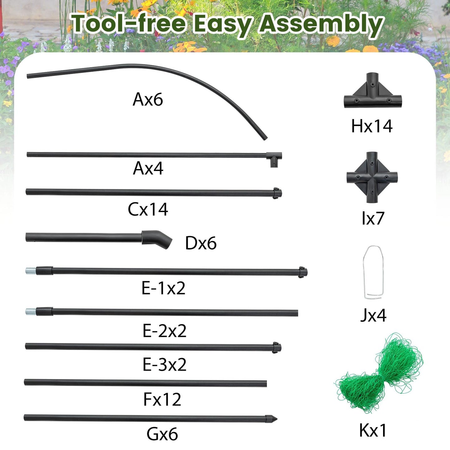 Happygrill Metal Garden Arch Trellis for Climbing Plants, 8 FT Extra Wide U-Shape Cucumber Trellis for Raised Bed, Heavy-Duty Metal Plant Support for Vegetables Flowers Grape Vines