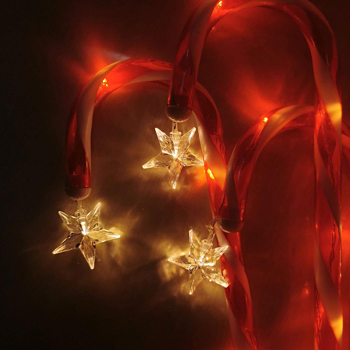 Skiennix Christmas Pathway Lights - Set of 8 Solar Candy Cane Decorations | Waterproof 15ft Garden Lights