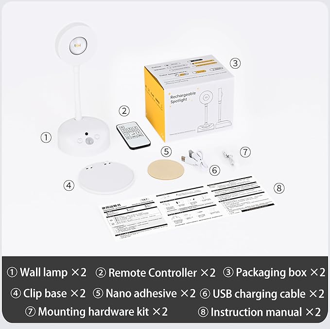 2200mAh Cat's Eye Bulb Motion Sensor Picture Light, LED Wall Sconce, Spotlight Painting Night Lamp, Rechargeable Battery Operated 3 Color & Dimmable 360° Rotation (White, 2 Pcs)