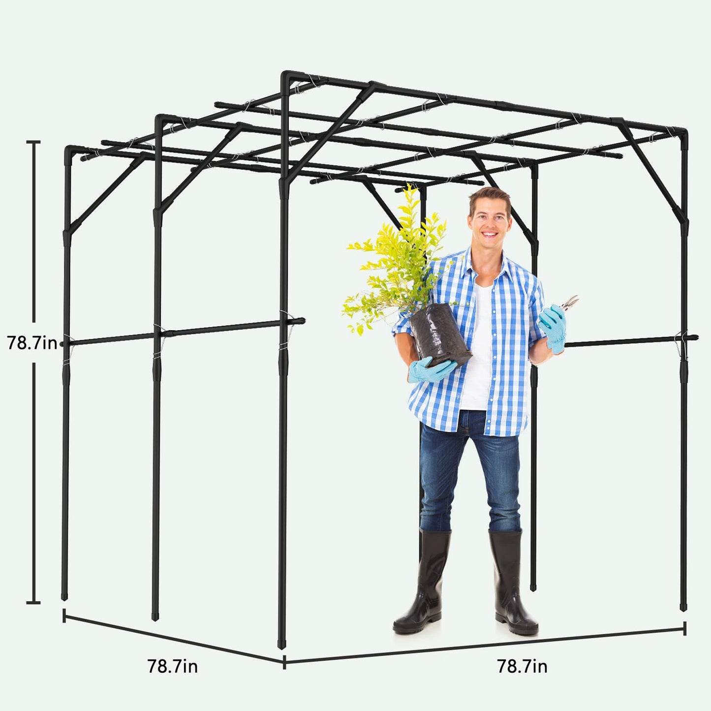Tall Garden Arch Trellis for Climbing Plants, 79in Tall Metal Plant Support Trellis Archway for Climbing Plant Vegetables Cucumber, Outdoor Yard Lawn Garden Arch Tunnel Trellis