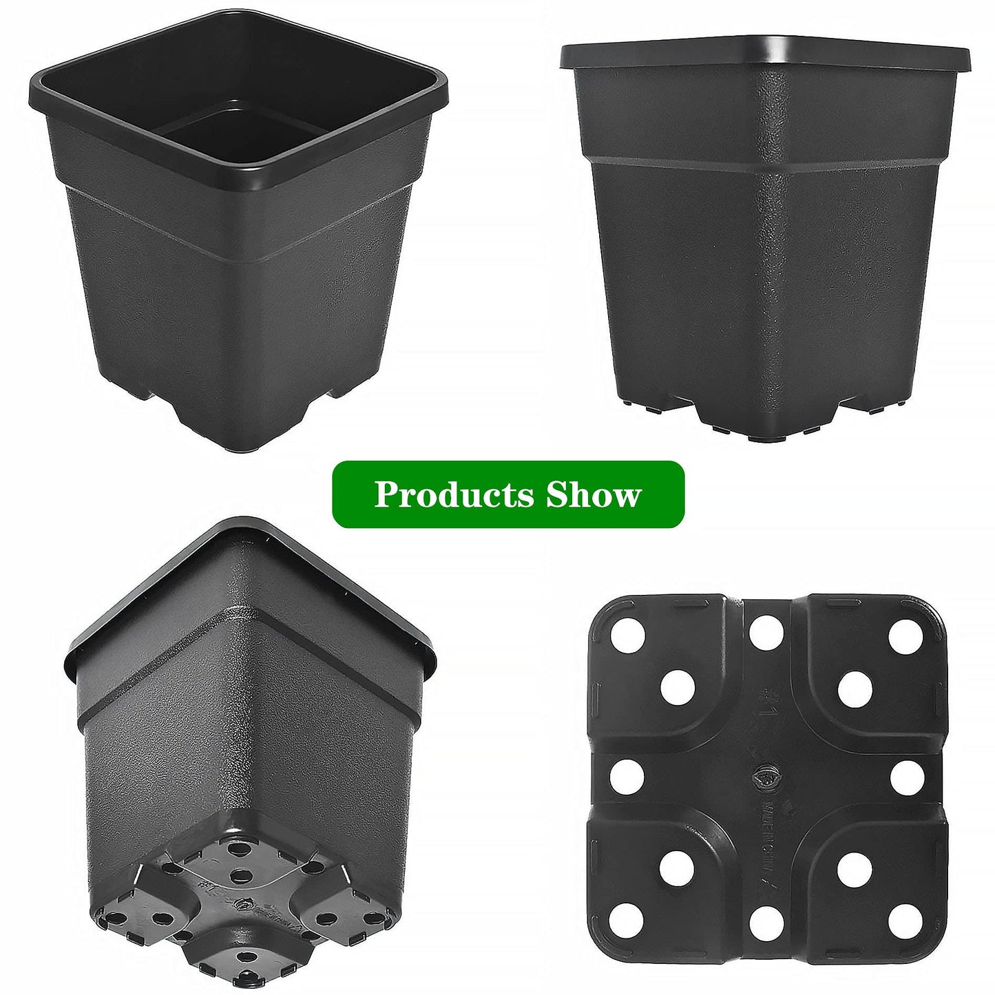 elfinrm Square Planter Nursery Pots 1.36 Gallon Pots for Plants, Injection Molded Plastic Nursery Pots, Plant Container 1.36 Gal 10-Pack