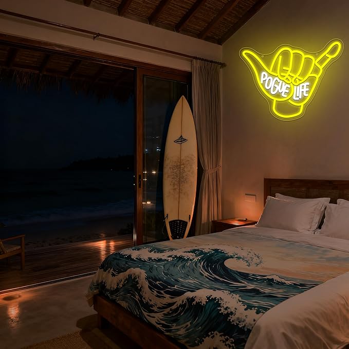 Pogue Life Neon Sign for Wall Decor Pogue Neon Light for Man Cave Dimmable Led Light Sign for Beach Bar Beach Party Teen Room Game Room Bedroom Pub Decor Birthday Gifts Size 13.7 * 12.2 In(TWP316)