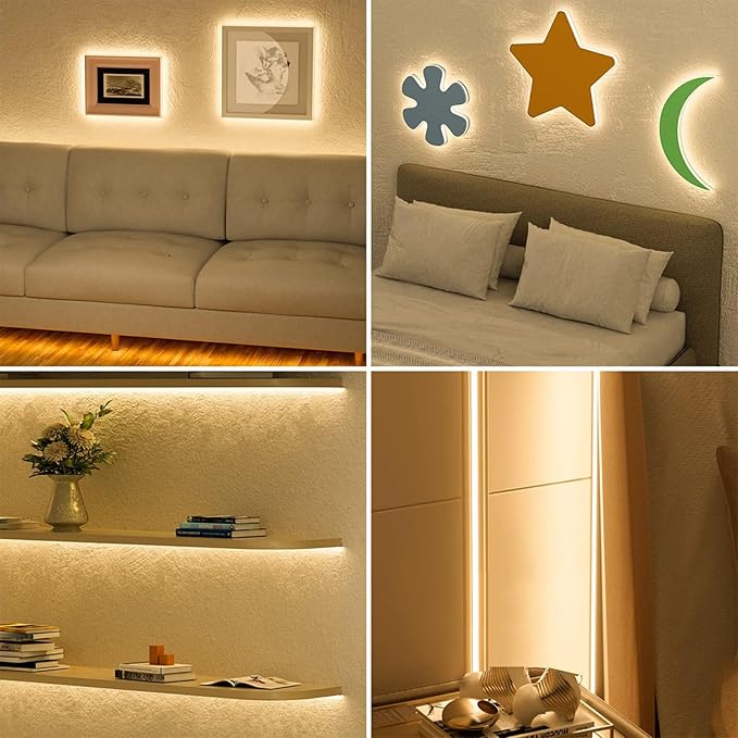 USB LED Light Strip,3000K Warm White COB LED Strip Lights, 6.56FT TV Lights Flexible Small Led Lights with Touch Switch Controller White 5V LED Strip Light for TV Backlight Bedroom