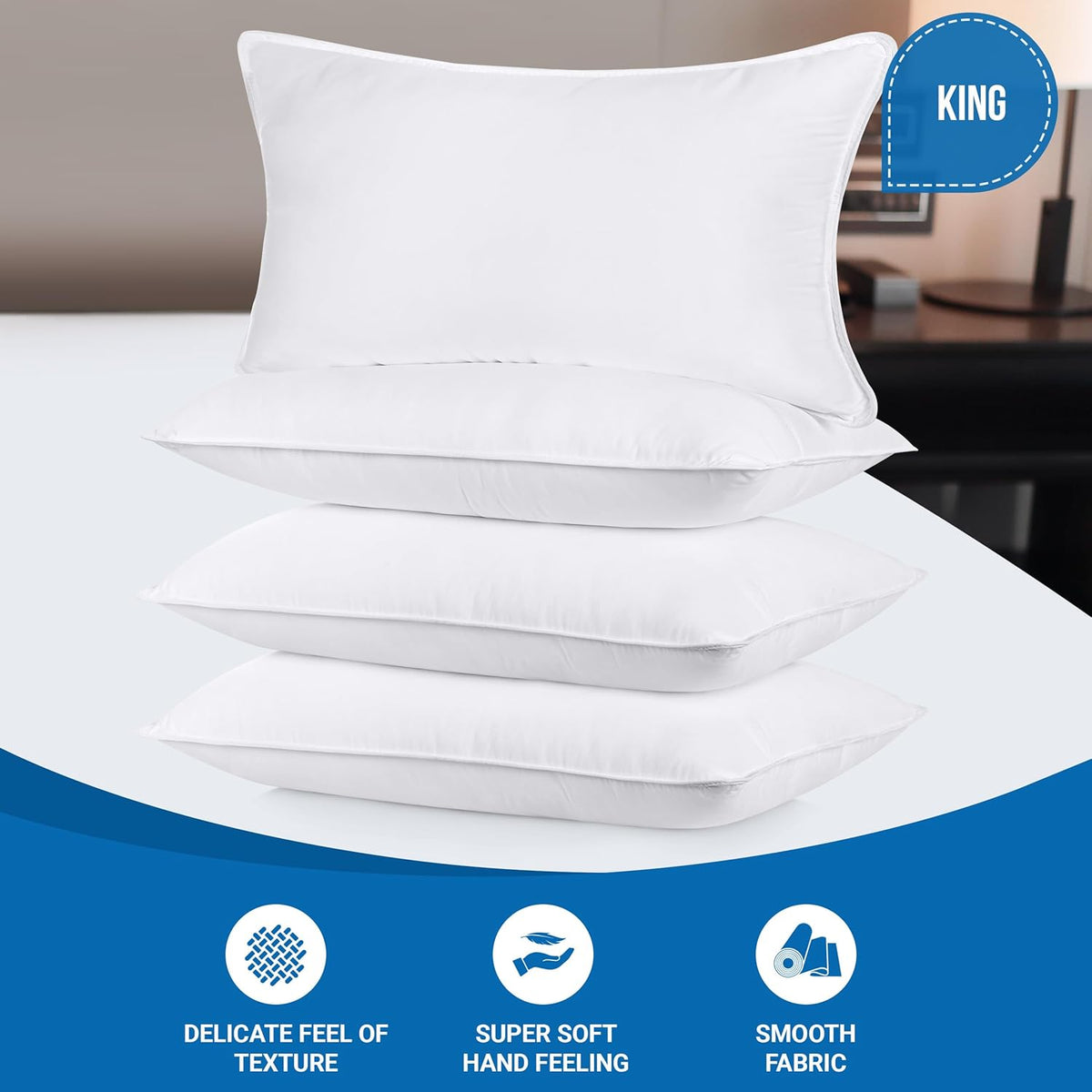 Utopia Bedding King Size Bed Pillows - Set of 4 Cooling Hotel Pillows for All Sleep Positions
