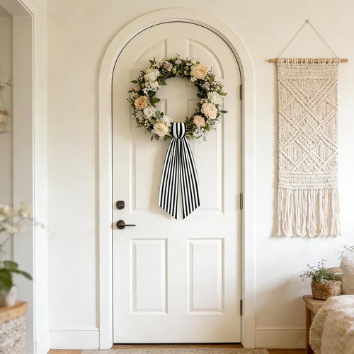 AZYM Wreath Sash Set - Elegant Ribbon Accessories for Indoor/Outdoor Decor | White & Black