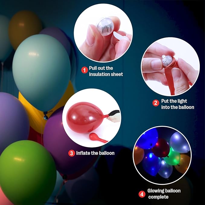 AIKEI 200pcs LED Balloon Lights, White Plus Colorful Mini Balls Lights,Long Standby Time Party Lamps,Waterproof for Paper Lantern,Easter Eggs Decor, Halloween Wedding Birthday Party Decoration
