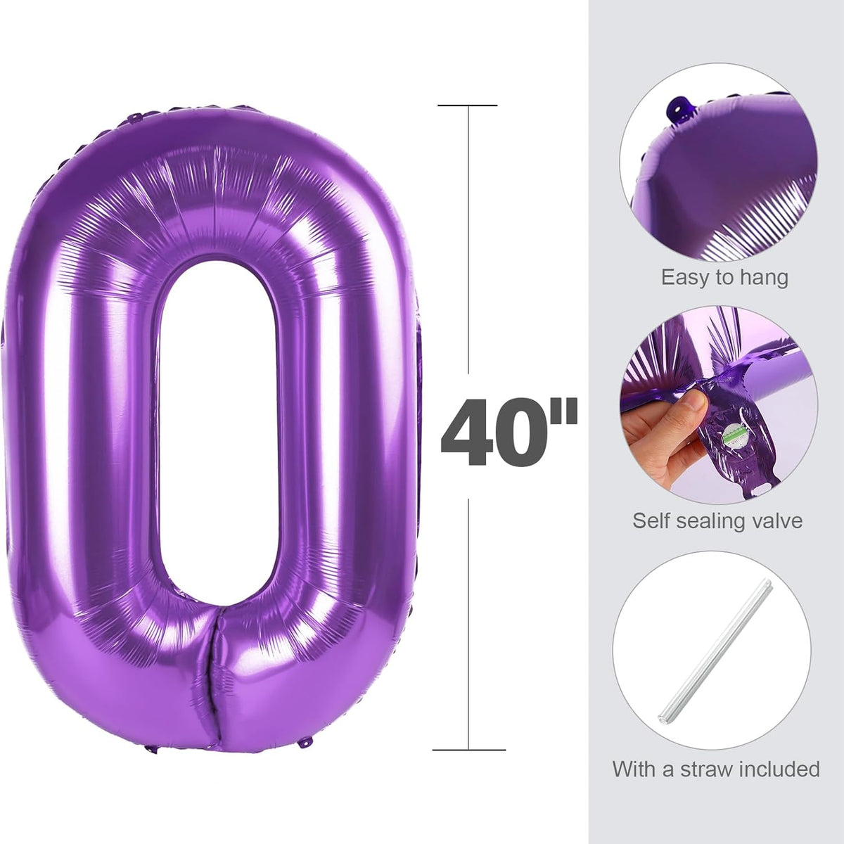 Number 60 Balloon - 40 Inch Purple Party Decoration for 60th Birthday Celebrations