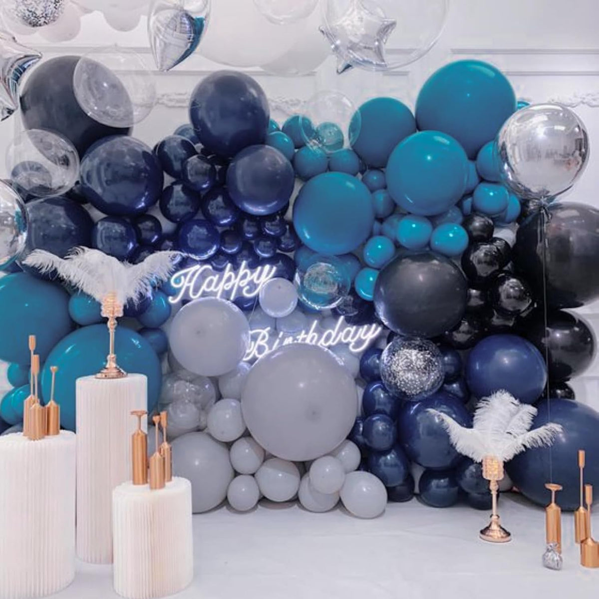 PartyWoo Metallic Navy Blue Balloons - 50pcs 12 Inch Chrome Balloons for Graduation & Celebrations