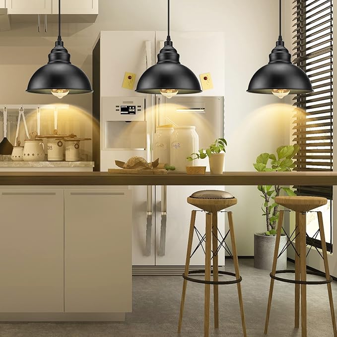 Plug in Pendant Light, 15FT Hanging Lights with Plug in Cord, On/Off Switch, Industrial Pendant Light with Plug in Cord, Metal Hanging Lamps for Living Room, Kitchen, Dining Room, Bedroom