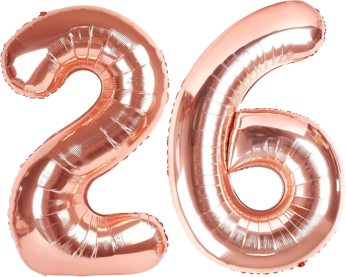 Numbers 26 Balloon - Rose Gold Digital Balloon for 26th Birthday Party | 40 Inch Decor for Engagements & Weddings