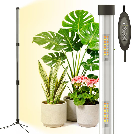 SGLEDS 55W Standing Plant Grow Light for Indoor Plants, Full Spectrum Grow Lights with Dimmer & Timer, Plant Lights for Large Houseplants, Indoor Garden Rack, Balcony & Greenhouse