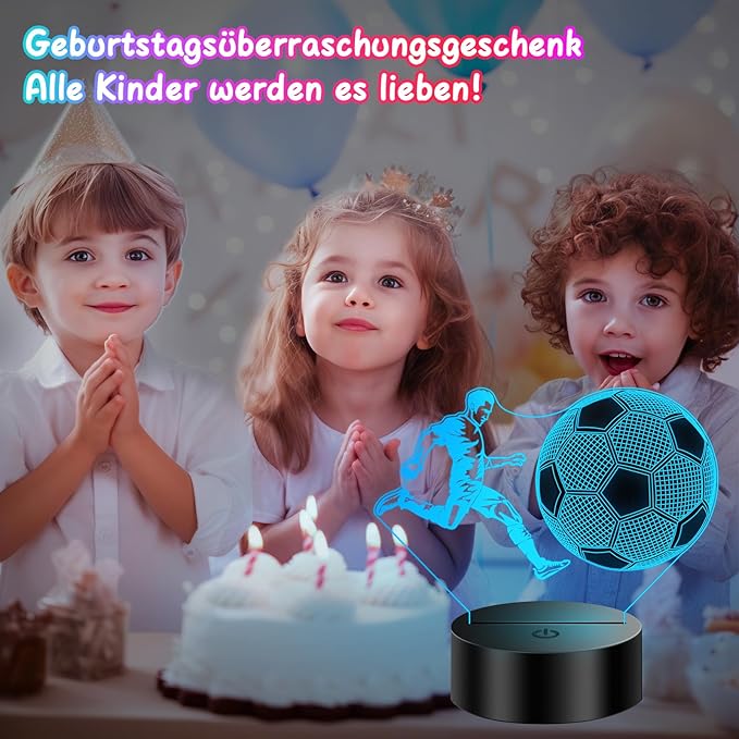 Soccer Gifts for Boys 8-15【Upgraded Athlete icon Version】, 3D Illusion Soccer Lamp Easter Gifts for Kids Teens Boys Girls, 10 Year Old Boy Birthday Gifts for Kids, Boys Room Decor