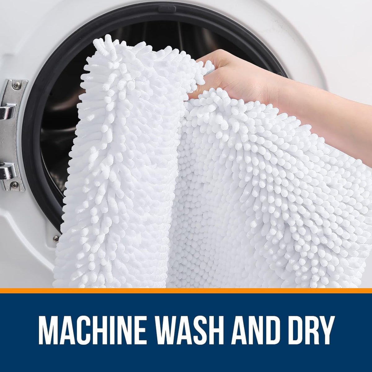 OLANLY Bathroom Rugs - Extra Soft Chenille Bath Mats | 35x24, Quick Dry & Machine Washable, White