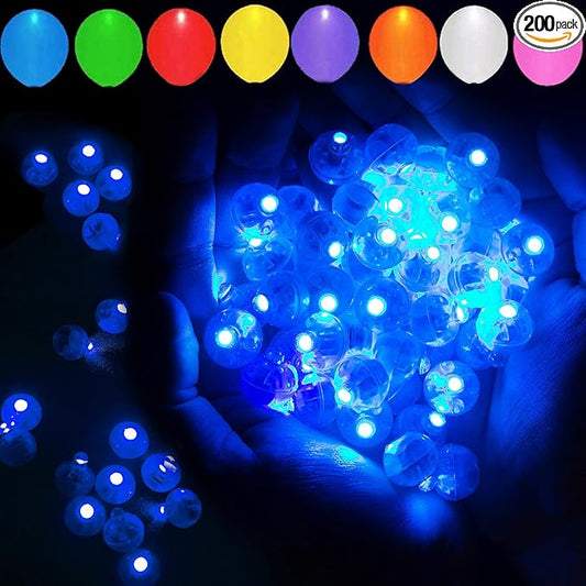 200pcs Blue LED Balloon Lights, LED Round Ball Lamp Tiny Lighting Decoration for Indoor Outdoor Party Event Fun Wedding Festival Birthday Halloween Christmas Party Supplies