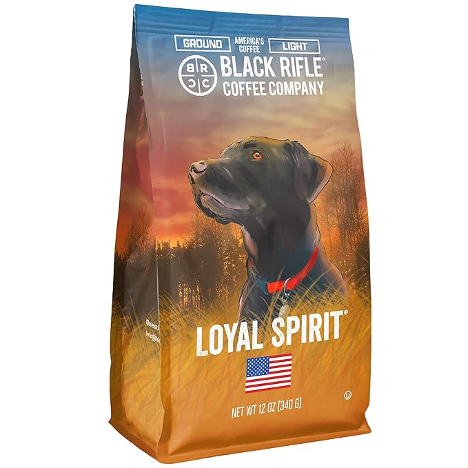 Black Rifle Coffee Company Loyal Spirit, 12oz Bag, Ground Coffee Light Roast - Roasted Blend Made from Arabica Beans - Colombian & Brazilian Beans - Veteran Founded & American Made
