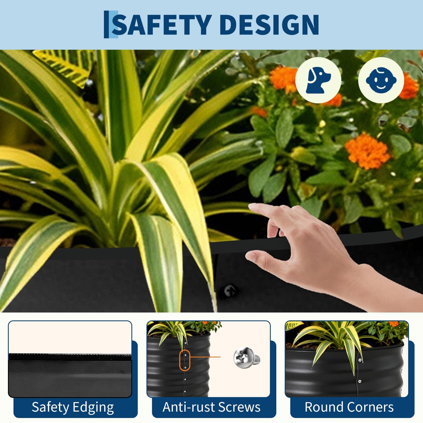 Garvee 8x4x1ft Galvanized Raised Garden Bed, Oval Metal Planter Box with Anti-Cut Safety Edges, 359 Gallons Rust-Resistant Deep Root Planter for Outdoor Vegetables, Flowers, Herbs, Beige