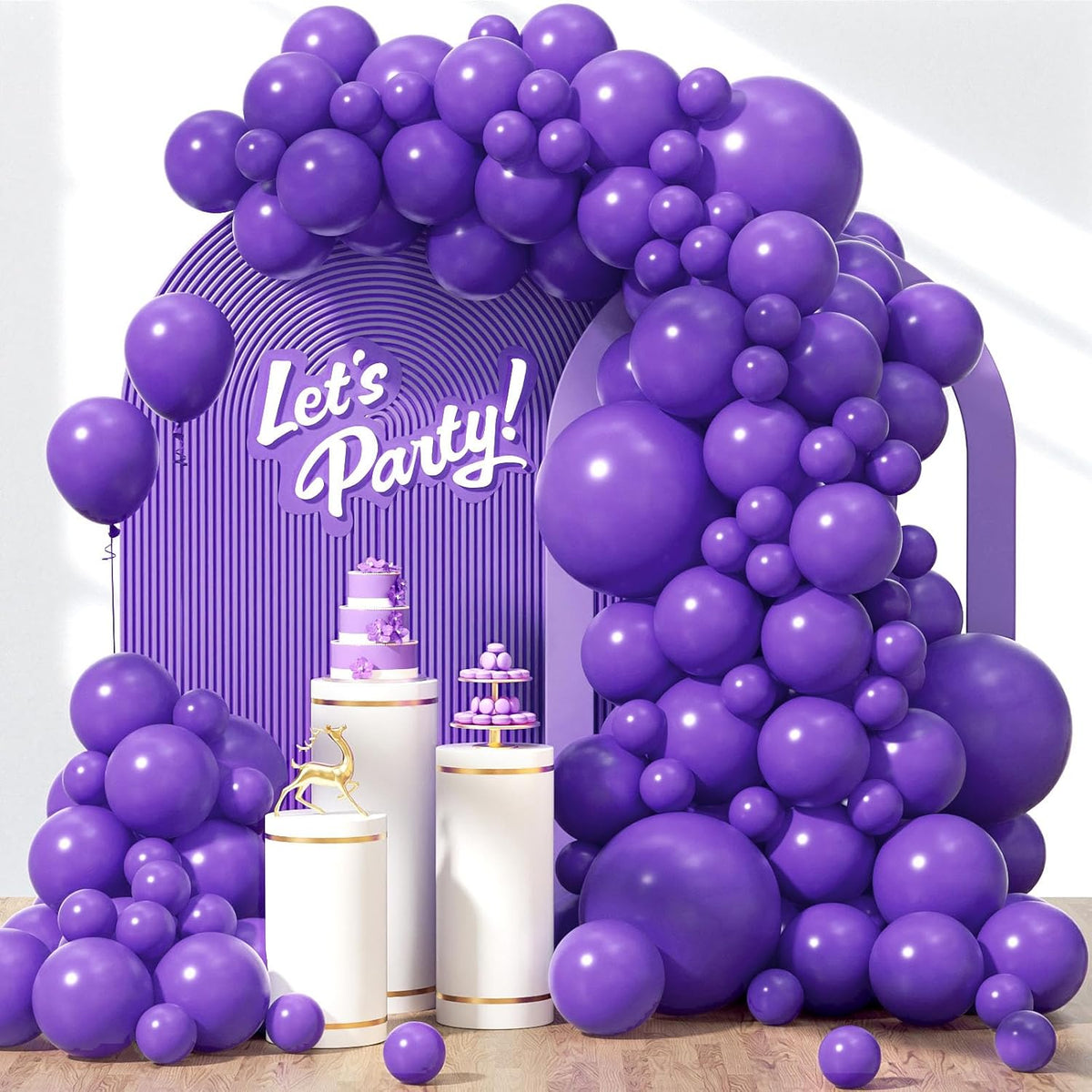 Skiennix Purple Balloon Kit - 120 Pcs in 5-18 Inch Sizes for Birthday, Wedding & Baby Shower Decor