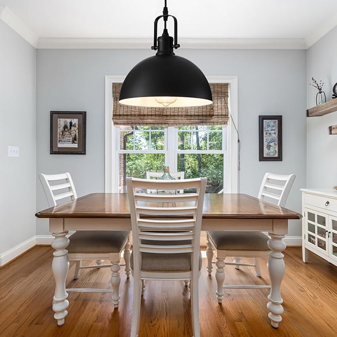 Kitchen Pendant Lighting Over Island, Matte Black Hanging Light Fixture, Pendant Lights for Dining Living Room Hallway