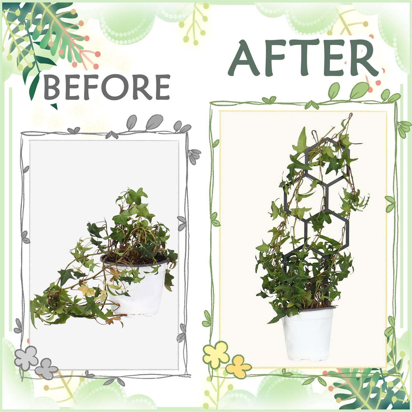 KOYILTD 4 Pcs Trellises for Climbing Plants Indoor Metal Climbing Plant Support Metal Plant Trellis for Pots Garden Trellis for Climbing Plants for Plant Lovers (Style 1)
