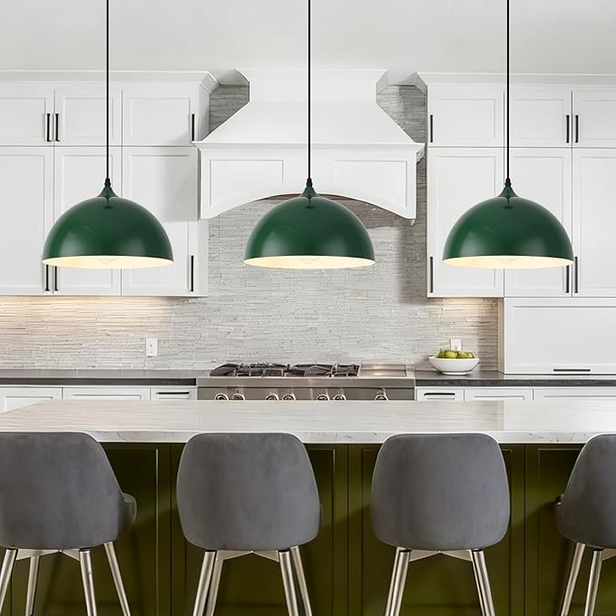 Green Pendant Lights, Dome Island Lights for Kitchen, Modern Pendant Lighting Over Kitchen Island, Pendant Light Fixtures for Dining Room, Living Room, Bar, Foyer, Sink