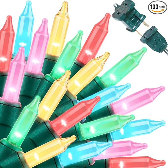 LAMPHOME Easter Decorations Mini String Lights, 100 Count 19.6FT Pink & Multicolor Plug in Waterproof Lights for Indoor Garland, Christmas Tree, Easter & Party Decor