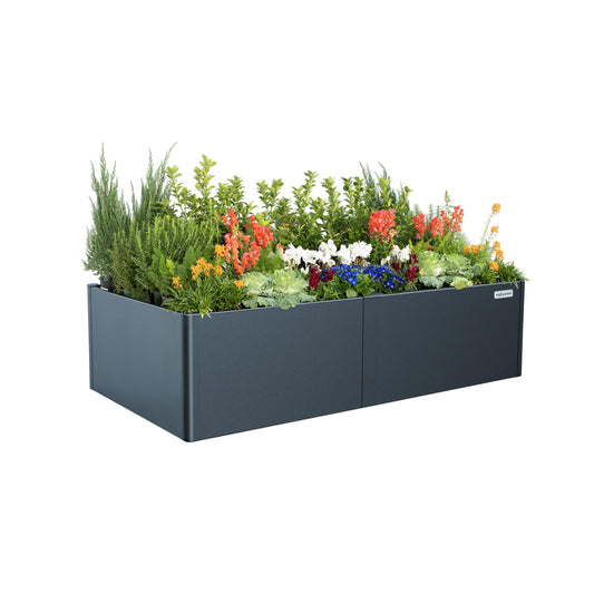 Vego garden Modern Raised Garden Bed 17" Tall 42" x 83" Heavy Large Metal Planter Box for Trees Plants Flowers Double-Walled Steel Planters for Commercial Residential Patio, Midnight Blue