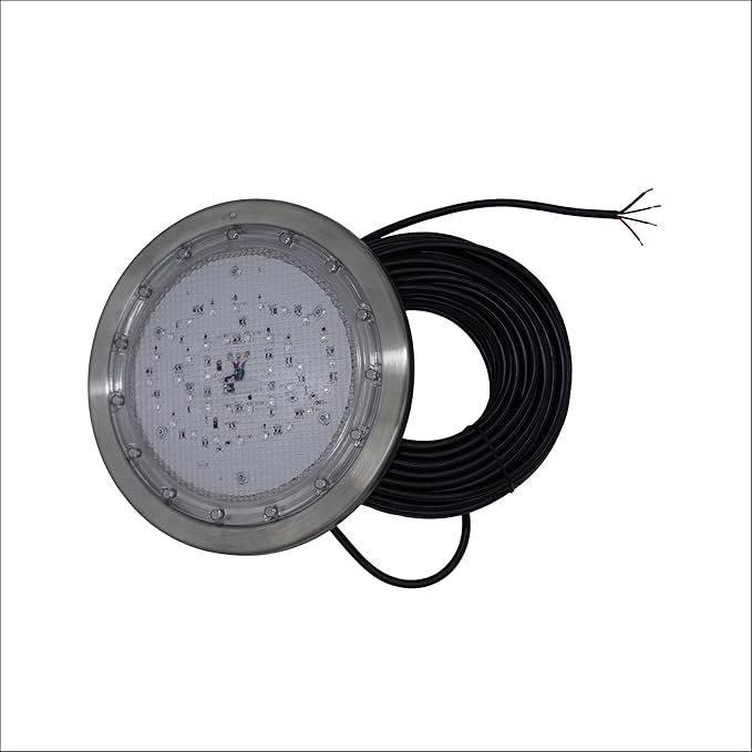 10 Inch LED Multicolor Inground Pool Light – Stainless Steel Housing, 100ft Cord for Wet Niche (Without Controller)