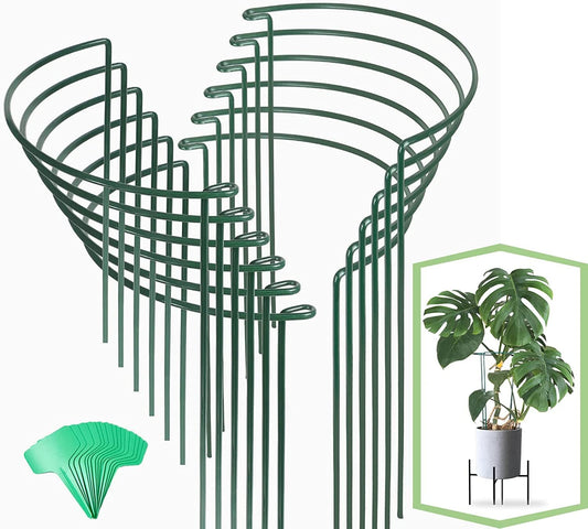 Joyhalo 12 Pack Plant Support Stakes, 16 Inch Plant Stakes for Outdoor Plants, Peony Cages and Supports, Peony Cage with 15 Pcs Twist Ties, Flower Stakes Peonies Support Cages for Plants