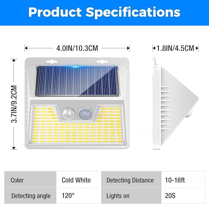 Peasur Solar Lights Outdoor Waterproof, 24Pack 140LED Bright Motion Sensor Security Lights 3 Modes, Solar Powered Fence Wall Light for Garden Yard Outside(Cool White)