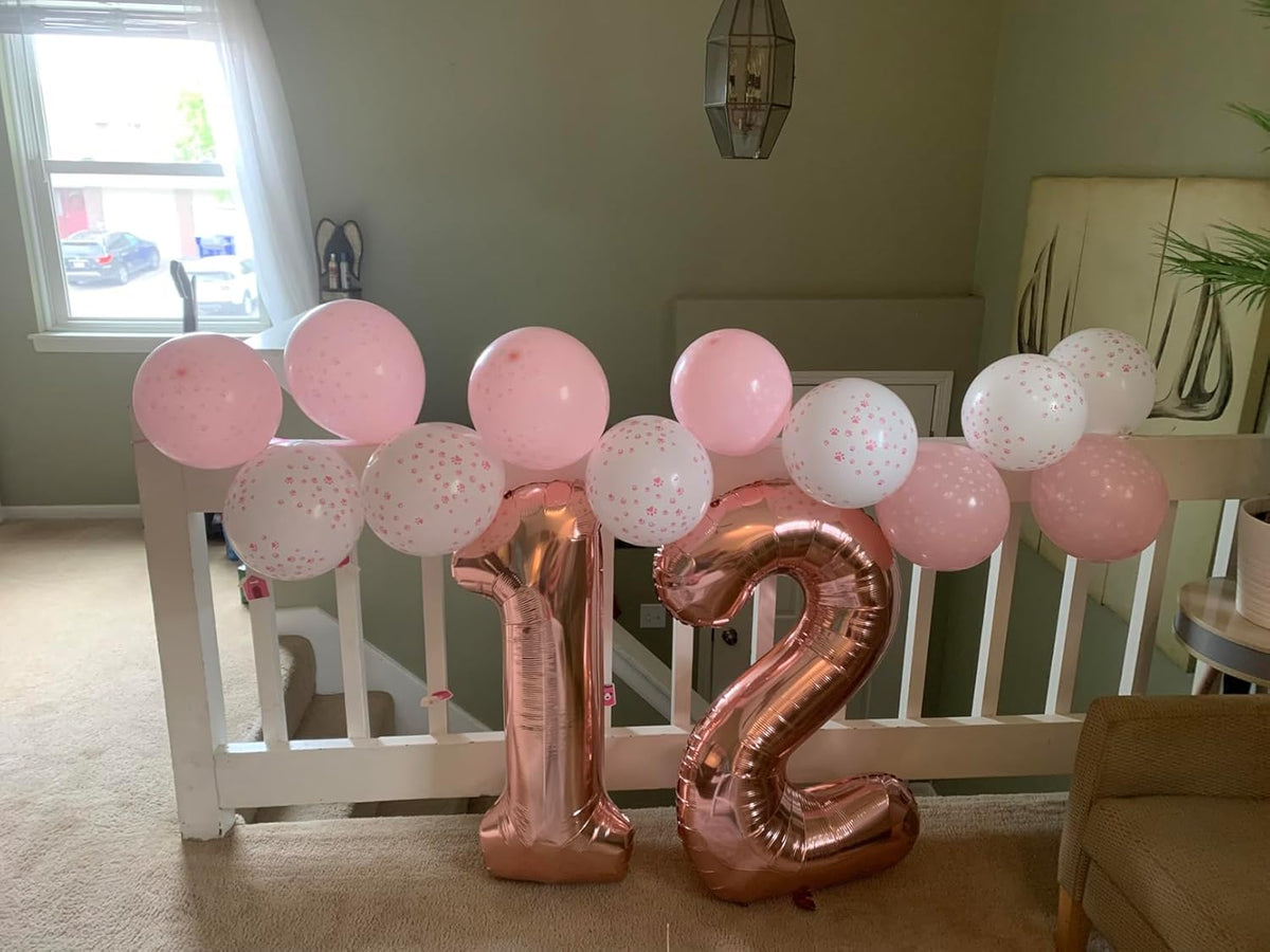 Rose Gold 12 Number Balloons - 40 Inch Balloons for 12th Birthday & Special Celebrations