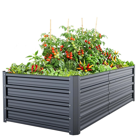 Ohuhu 6x3x1.5 FT Metal Raised Garden Bed Outdoor, Reinforced Galvanized Steel Rustproof Planter Box, 100% Non-Toxic, 202 Gal Large Capacity Heavy Duty Raised Beds for Growing Vegetables Flowers Herbs