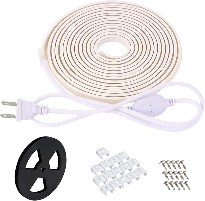 110V Outdoor Waterproof LED Strip Lights Cool White 6000K, 3m 9.84ft COB Light Strip for Outdoor, Kitchen, and Cabinets (Cold White, 9.84ft)