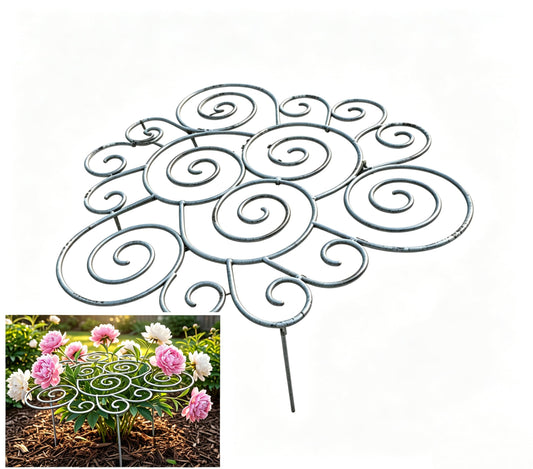 Decorative Heavy Duty Rustproof Metal Plant Support Ring, Peony/Dahlia Cage, Stackable Grow Through Rings, Houseplant Stake for Indoor Outdoor Pots, Orchid Support – Upright Growth Protection (medium)